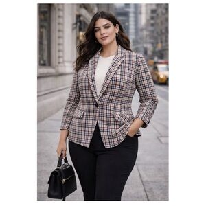 TORRID Studio Double Knit Plaid Blazer Sz 00 or M 10 NWOT office academia preppy